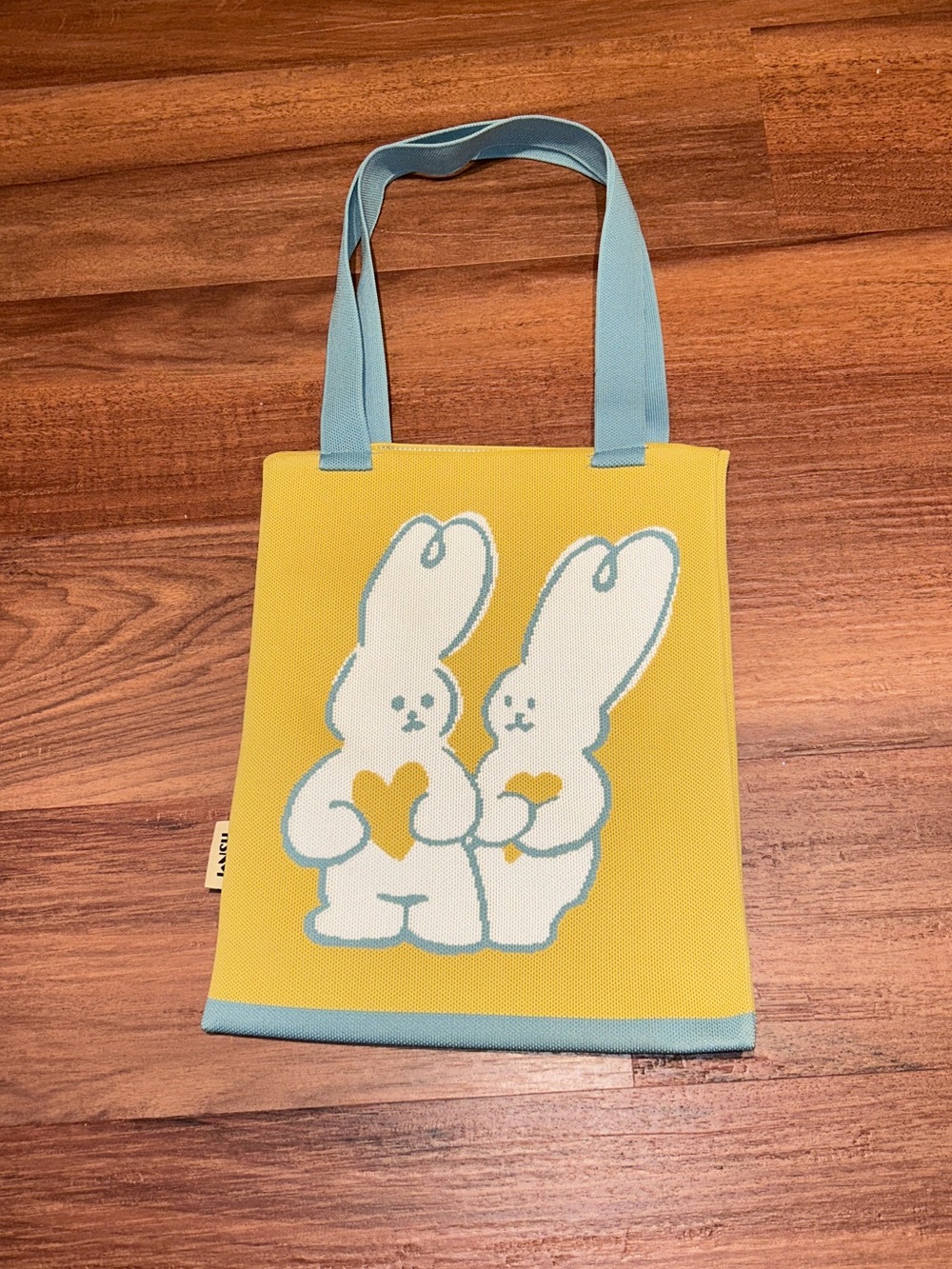 Yellow and Blue Tote Bag with Bunnies